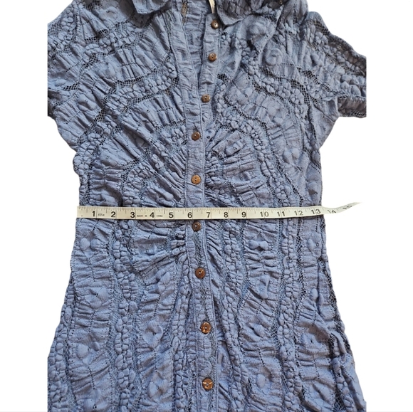 Free People Women's Shayla Lace Long sleeves Button Front Mini Casual Boho Dress - Picture 11 of 12